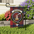 Matheson clan crest garden flag showing Fac Et Spera motto — 12x18 inch with tartan design