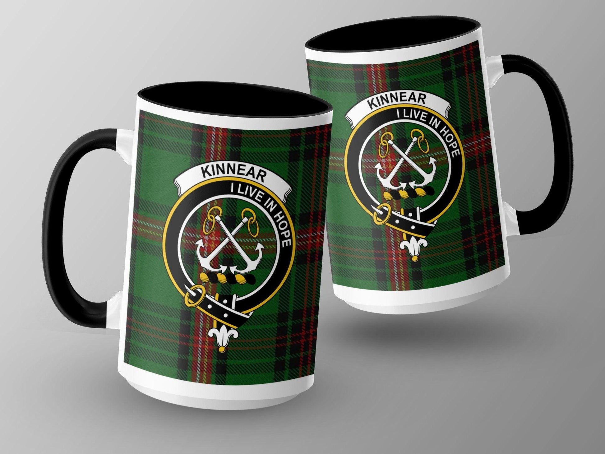 Scottish Clan Kinnear Tartan Crest Plaid Gift Mug - Living Stone Gifts