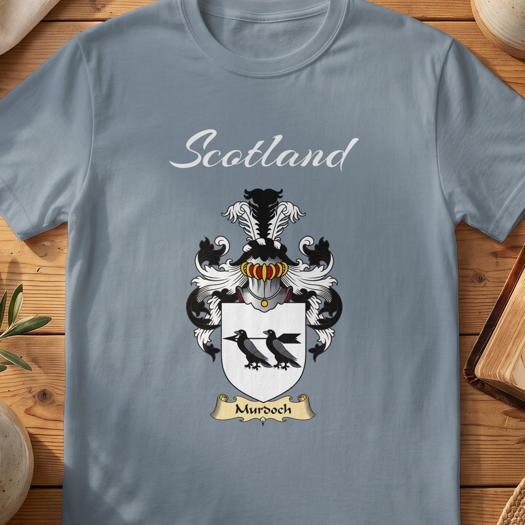 Murdoch Scottish family shield T-shirt in Stone Blue