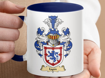 Lyon Scottish Clan Surname Coat of Arms Accent Mug - Living Stone Gifts