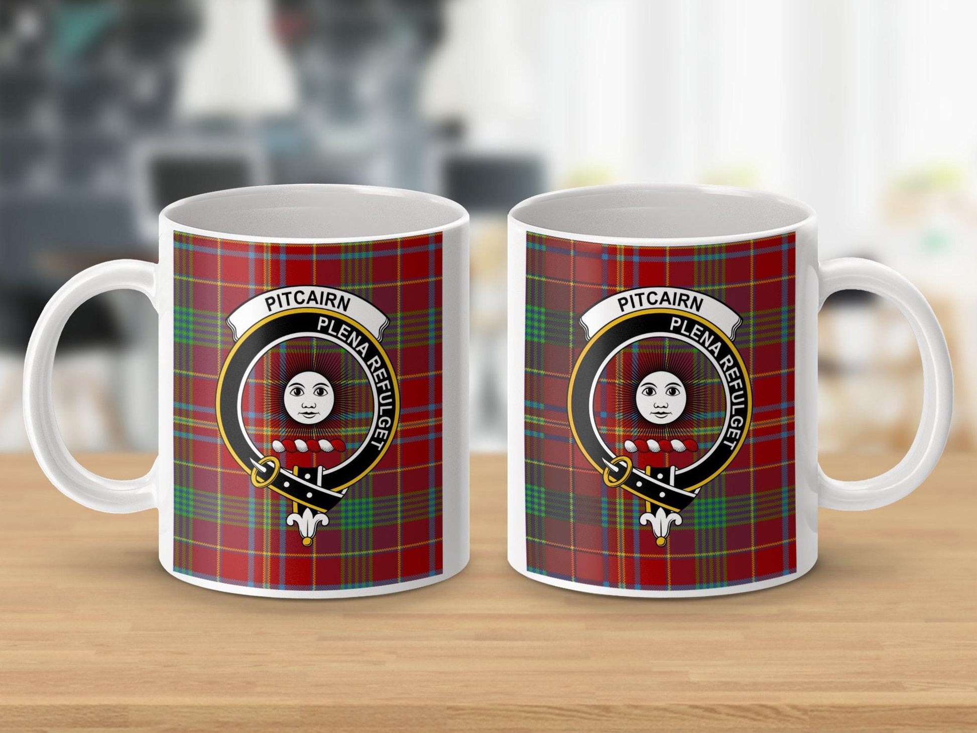 Pitcairn Clan Crest Red Tartan Chic Mug - Living Stone Gifts