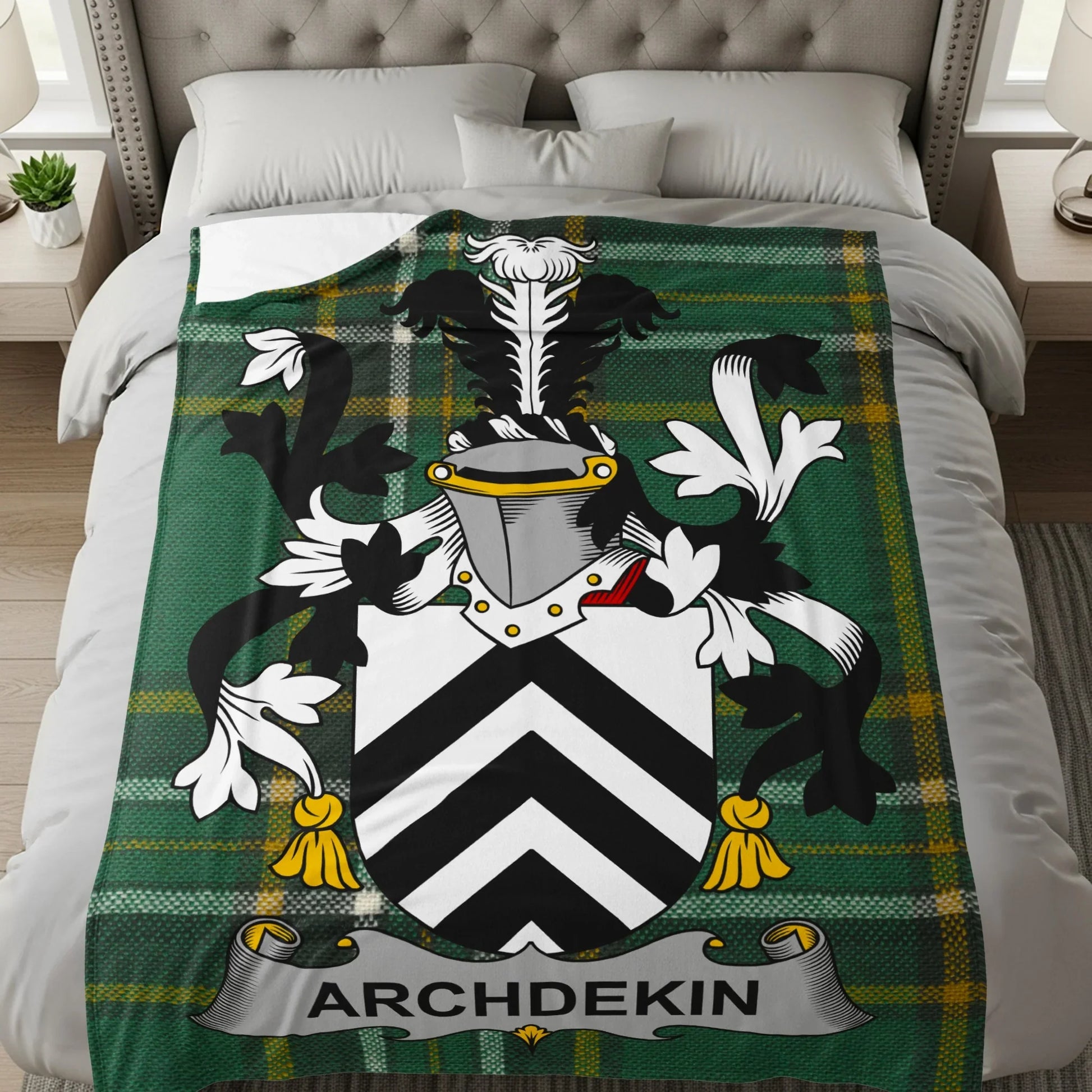 Archdekin Crest Emblem on Plaid Printed Blanket product