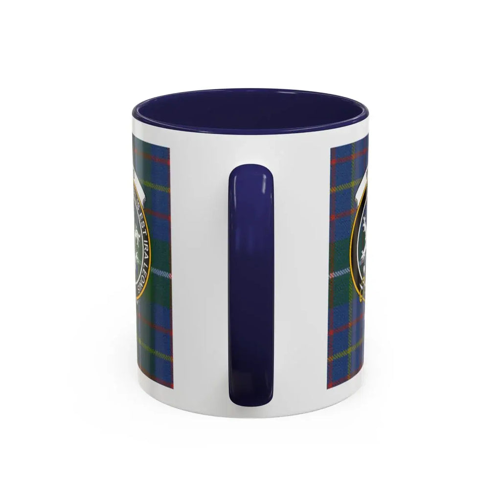 Scottish Clan Crest with Tartan Blue Handle Mug