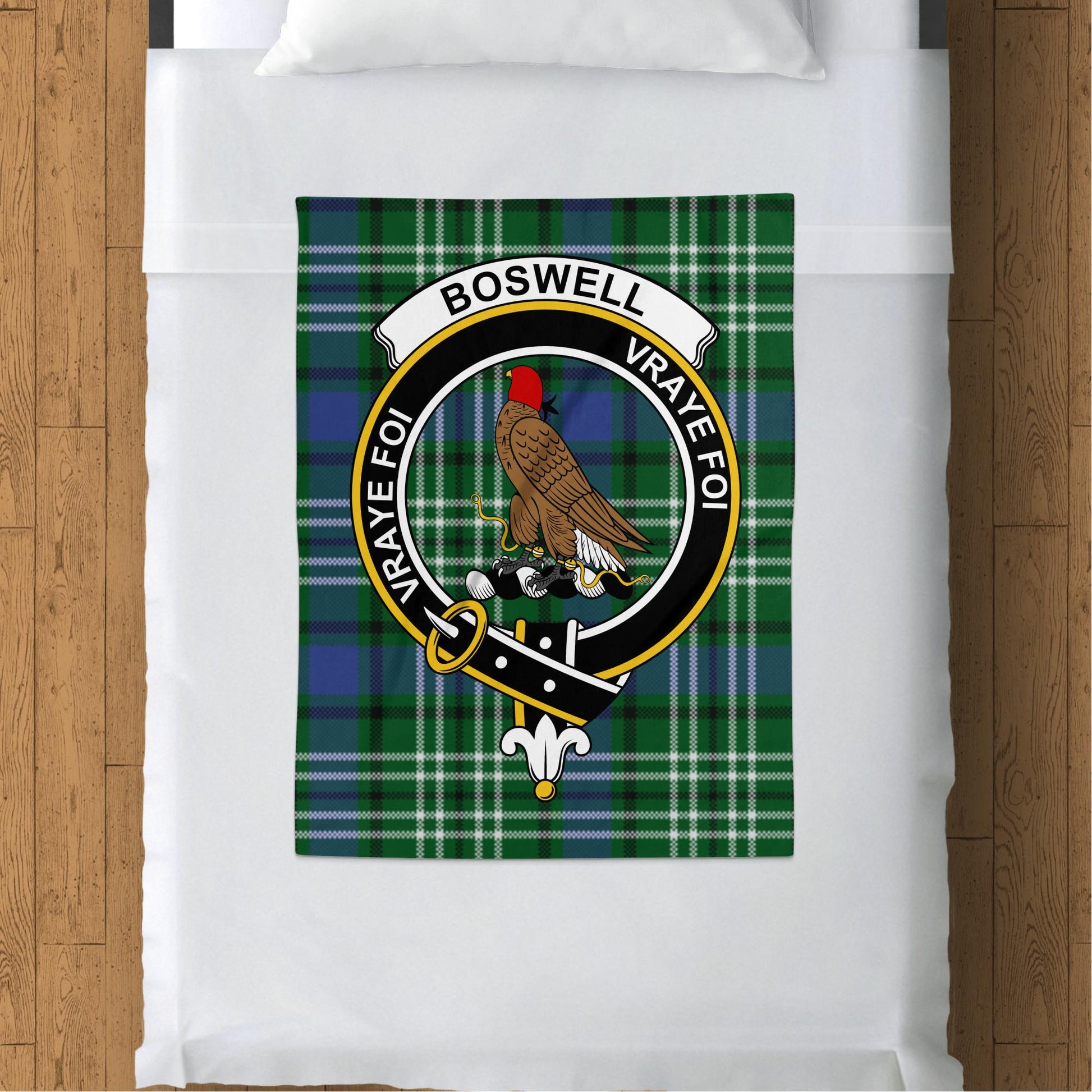 Scottish Clan Boswell Crest Tartan Throw Blanket - Living Stone Gifts