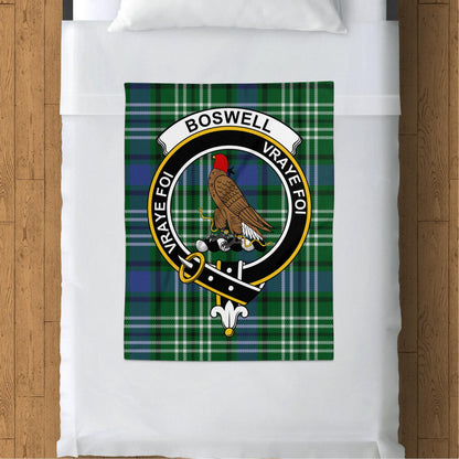 Scottish Clan Boswell Crest Tartan Throw Blanket - Living Stone Gifts