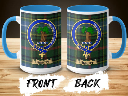 Unique Bissett Emblem Tartan Plaid Design Coffee Mug - Living Stone Gifts