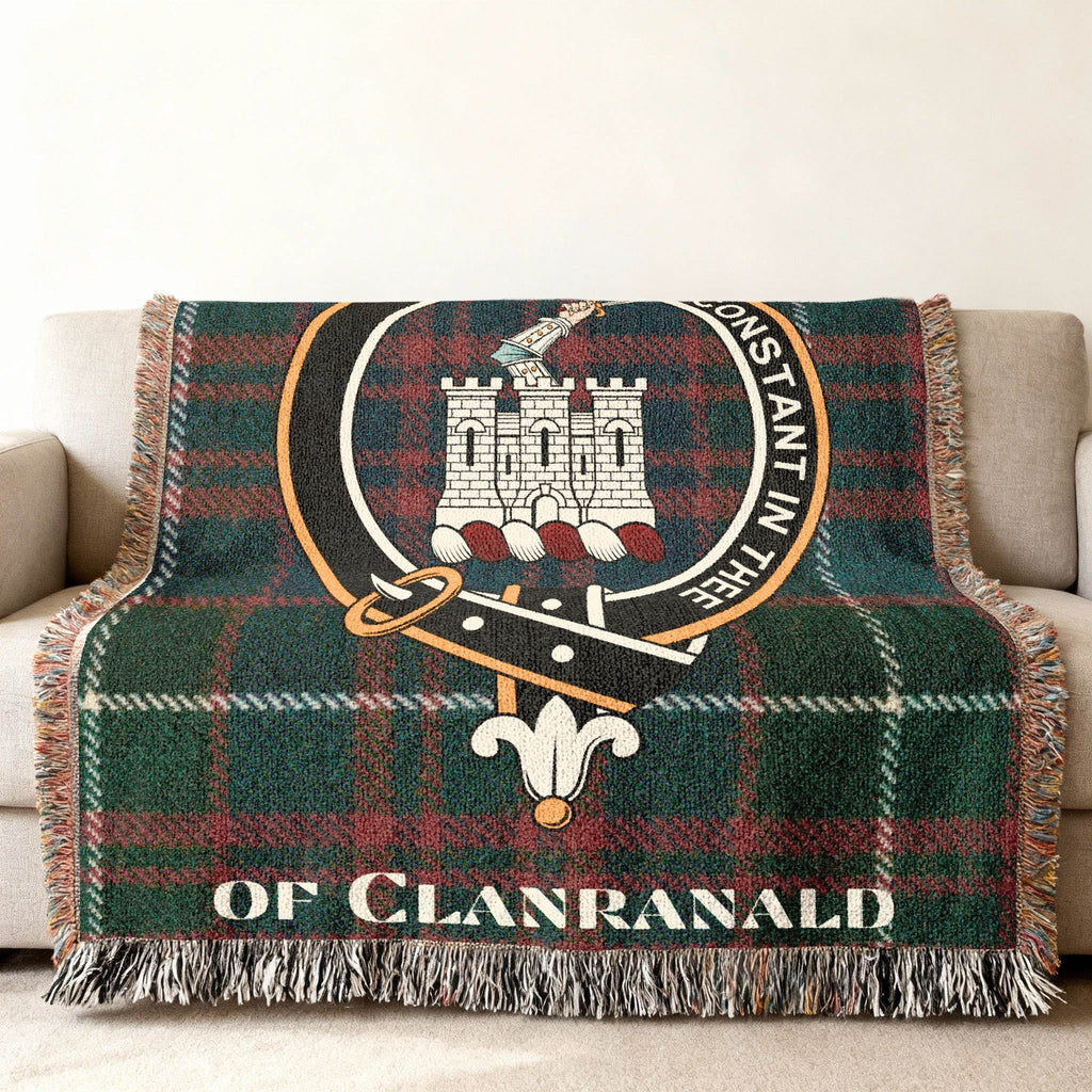 MacDonald Clanranald tartan throw blanket with fringe — 100% cotton woven, My Hope Is Constant In Thee