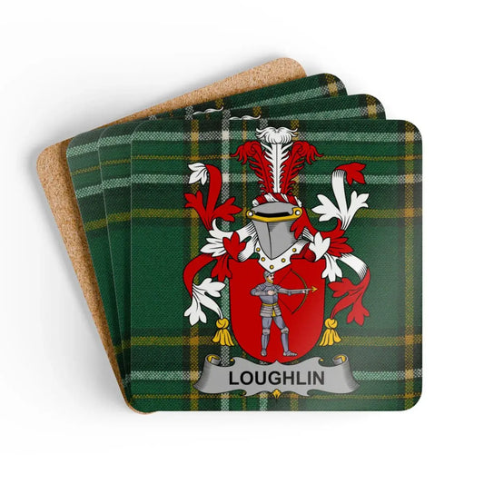 Loughlin Family Crest Tartan Pattern Coaster product