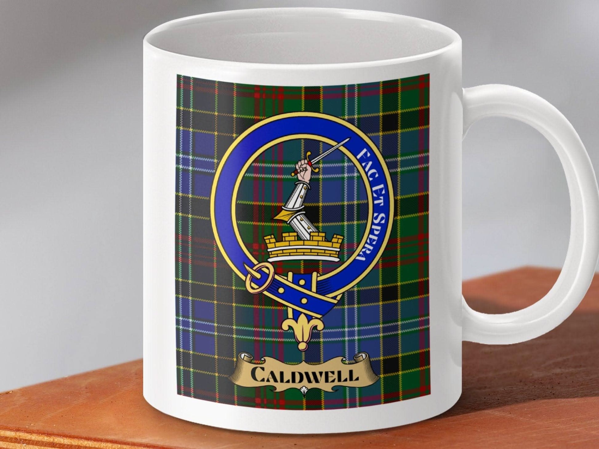 Caldwell Scottish Clan Emblem Tartan Mug product type
