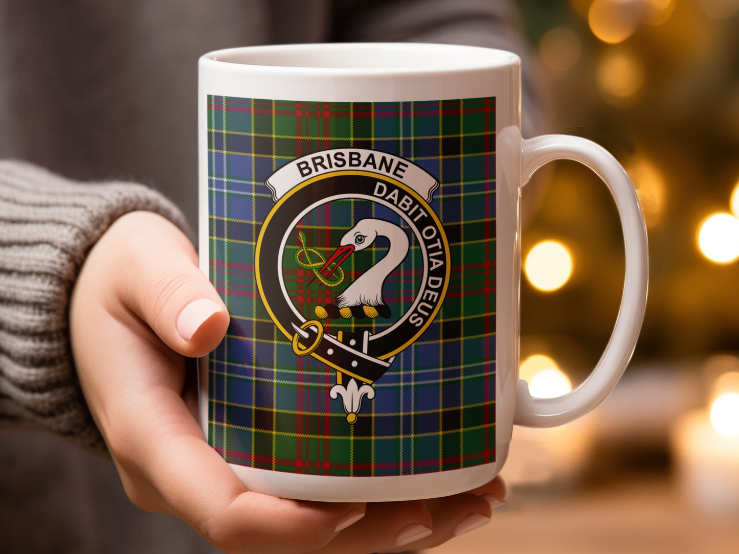 Traditional Brisbane Clan Crest Plaid Design Mug - Living Stone Gifts