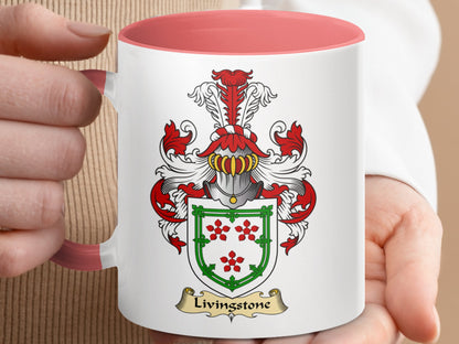 Clan Livingstone Scottish Coat of Arms Accent Mug - Living Stone Gifts