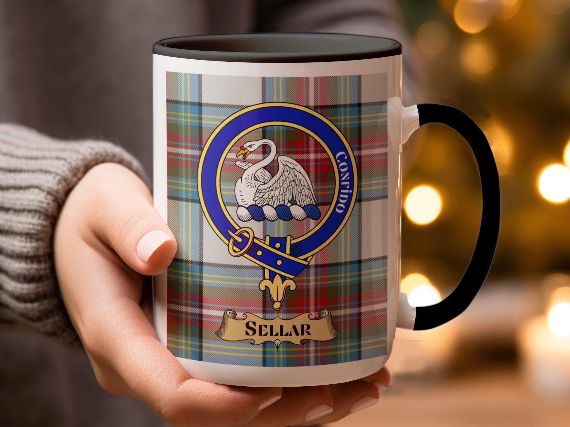 Sellar Clan Crest Scottish Tartan Design Coffee Mug - Living Stone Gifts