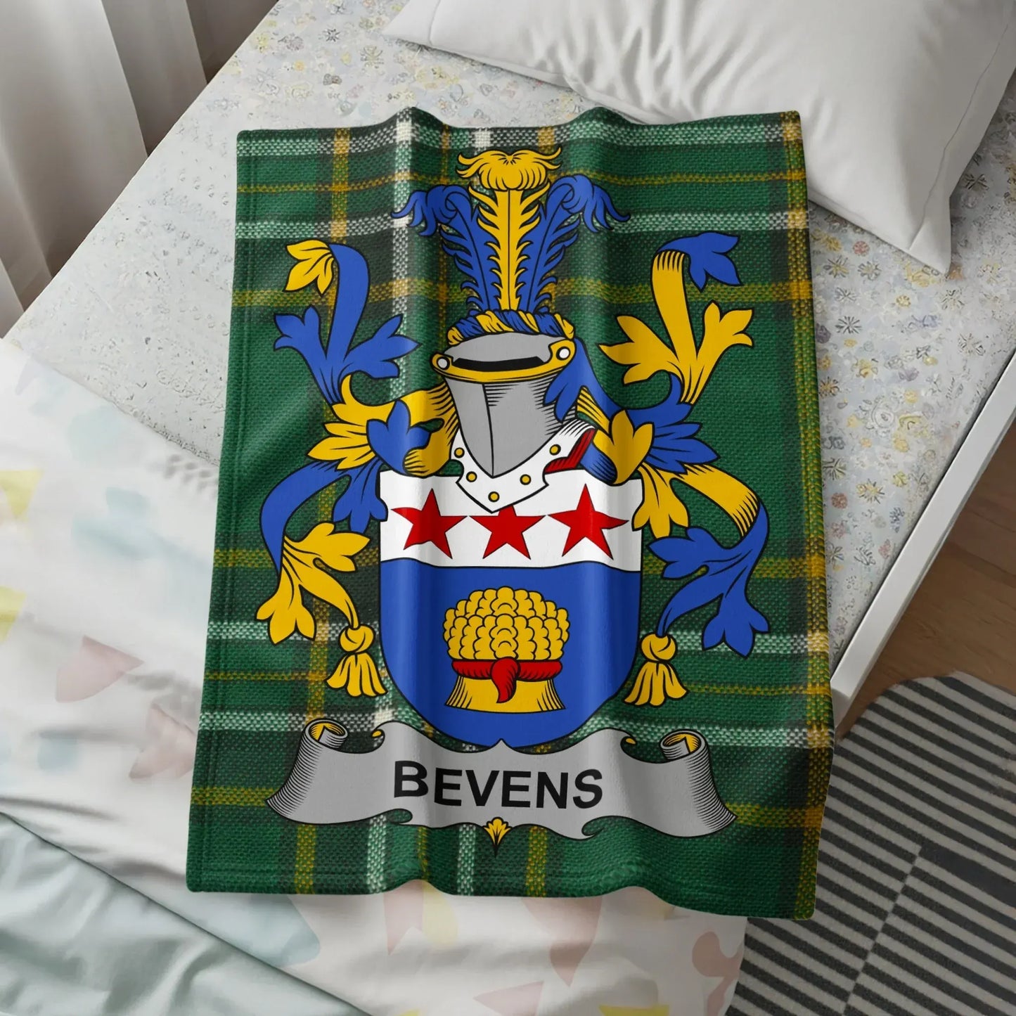 Personalized Bevins Family Crest Blanket product