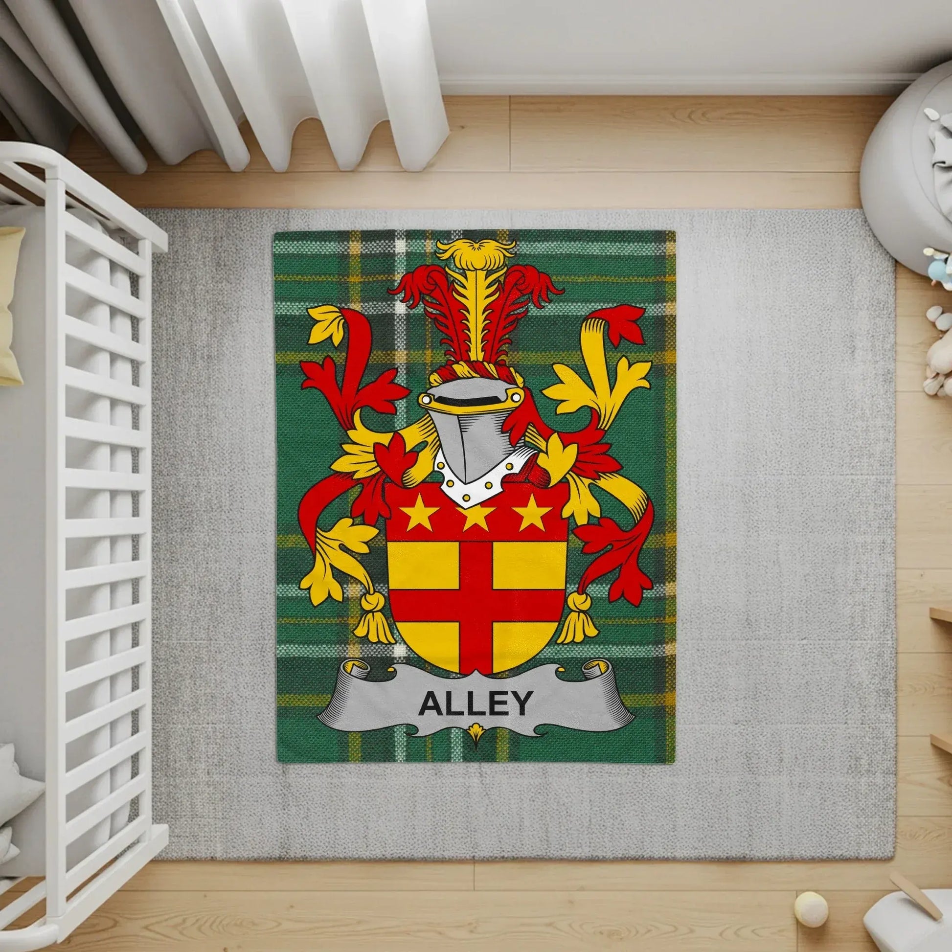 Colorful Crest Design with Alley Name Rug product