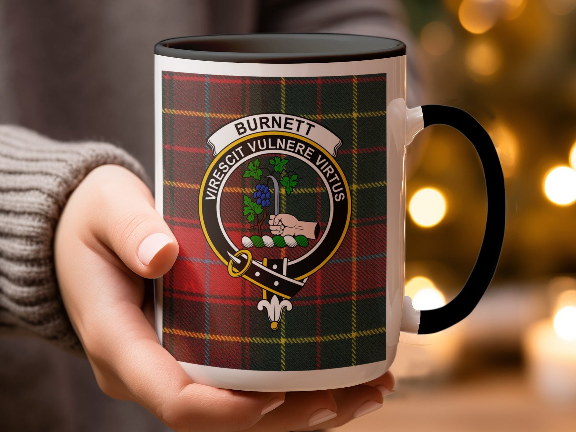 Unique Burnett Clan Crest Design Checkered Mug - Living Stone Gifts