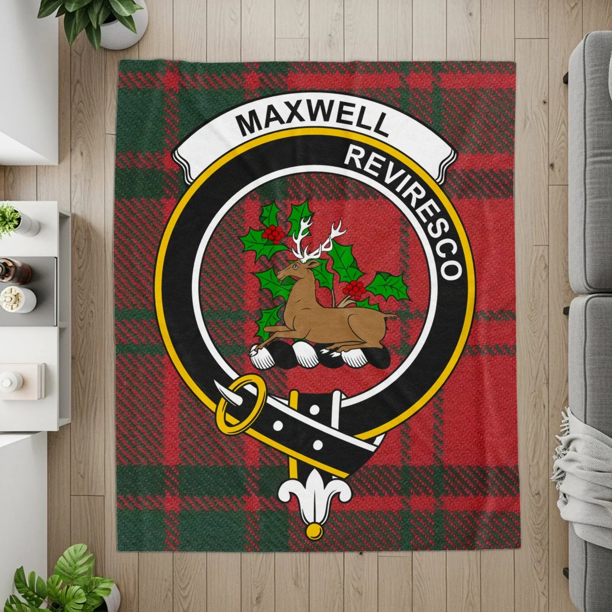 Classic Maxwell Reviresco Plaid Reindeer Blanket product