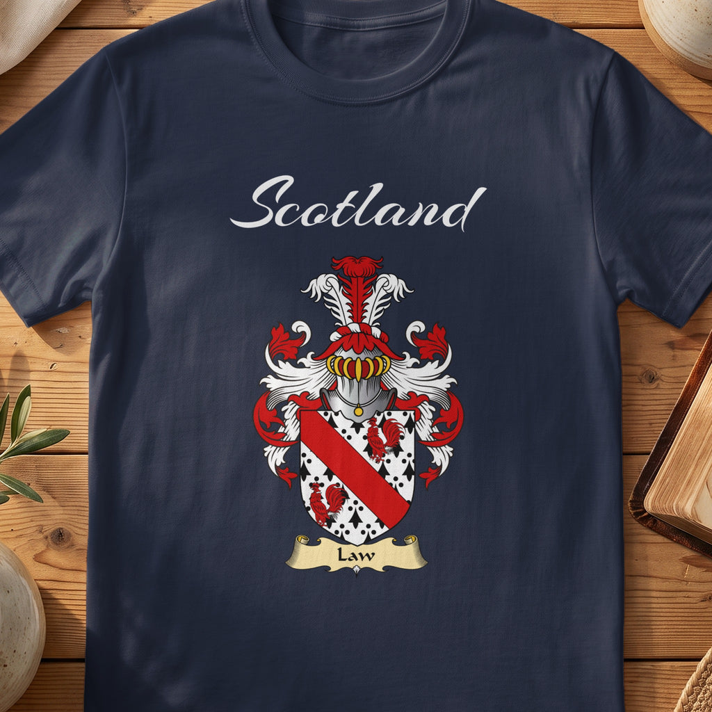Law Scottish family shield T-shirt in Navy