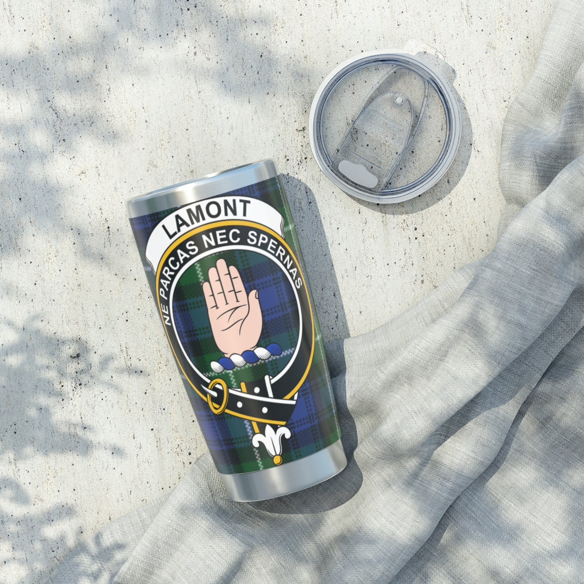 Lamont Clan Crest Tumbler with Celtic Design