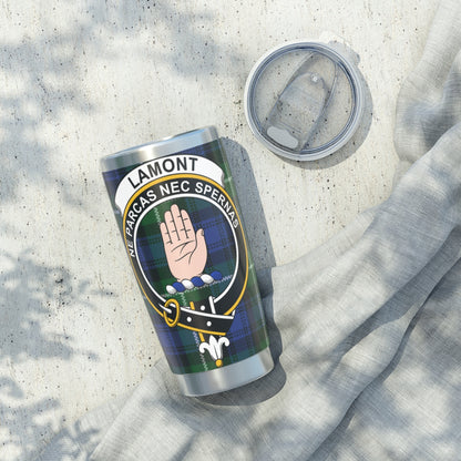 Lamont Clan Crest Tumbler with Celtic Design