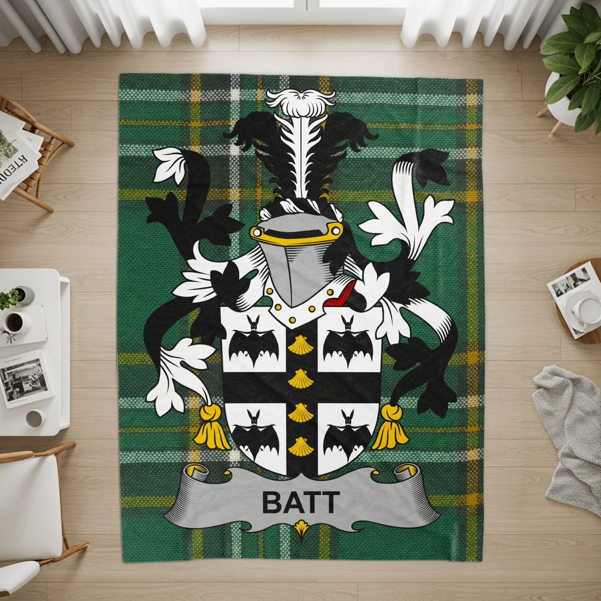 Batt Family Crest Coat of Arms Tartan Area Rug product