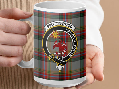 Spottiswood Patior Ut Potiar Plaid Mug with Crest product