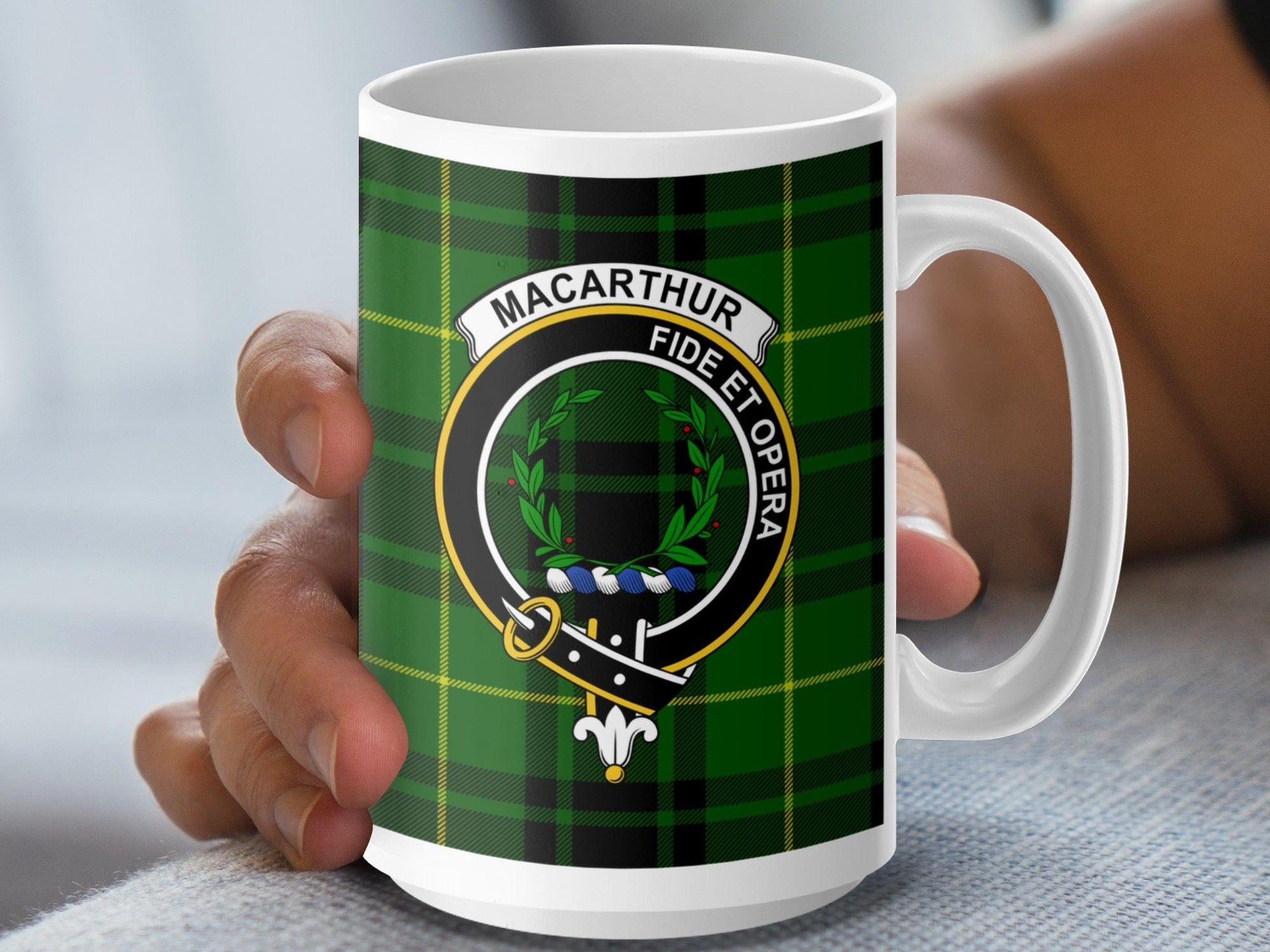 Macarthur Clan Tartan Plaid Coat of Arms Crest Mug - Living Stone Gifts