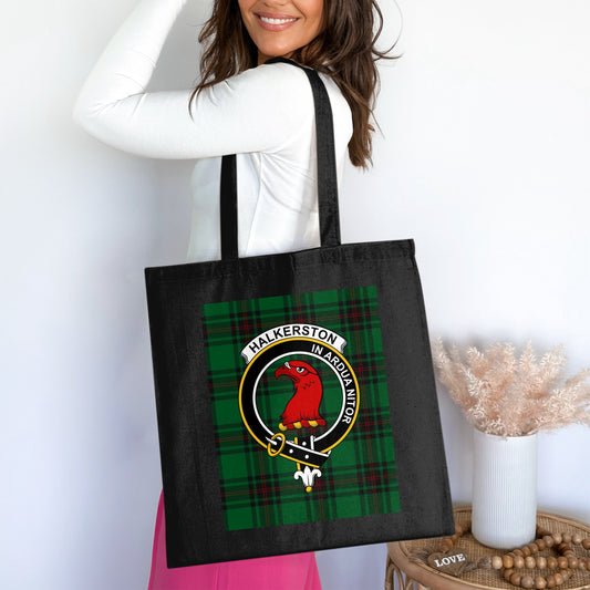 Halkerston Clan Scottish Crest Tartan Tote Bag - Living Stone Gifts