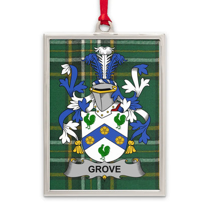 Grove Family Crest Plaid Background Ornament product type