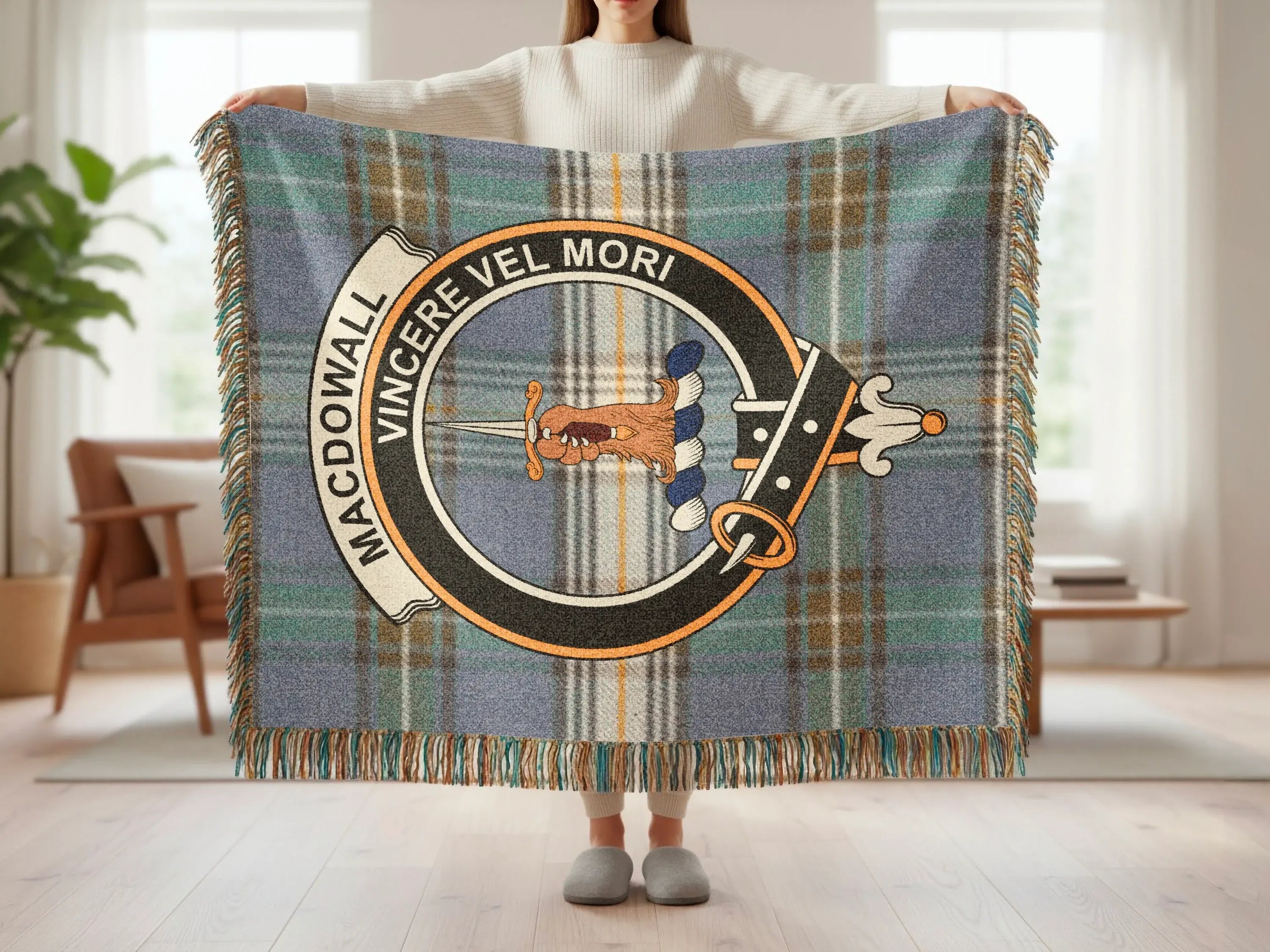 MacDowall Vincere Vel Mori Plaid Decorative Blanket