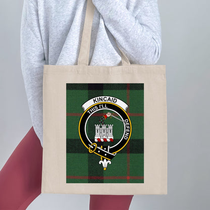 Kincaid Scottish Crest Tartan Background Tote Bag - Living Stone Gifts