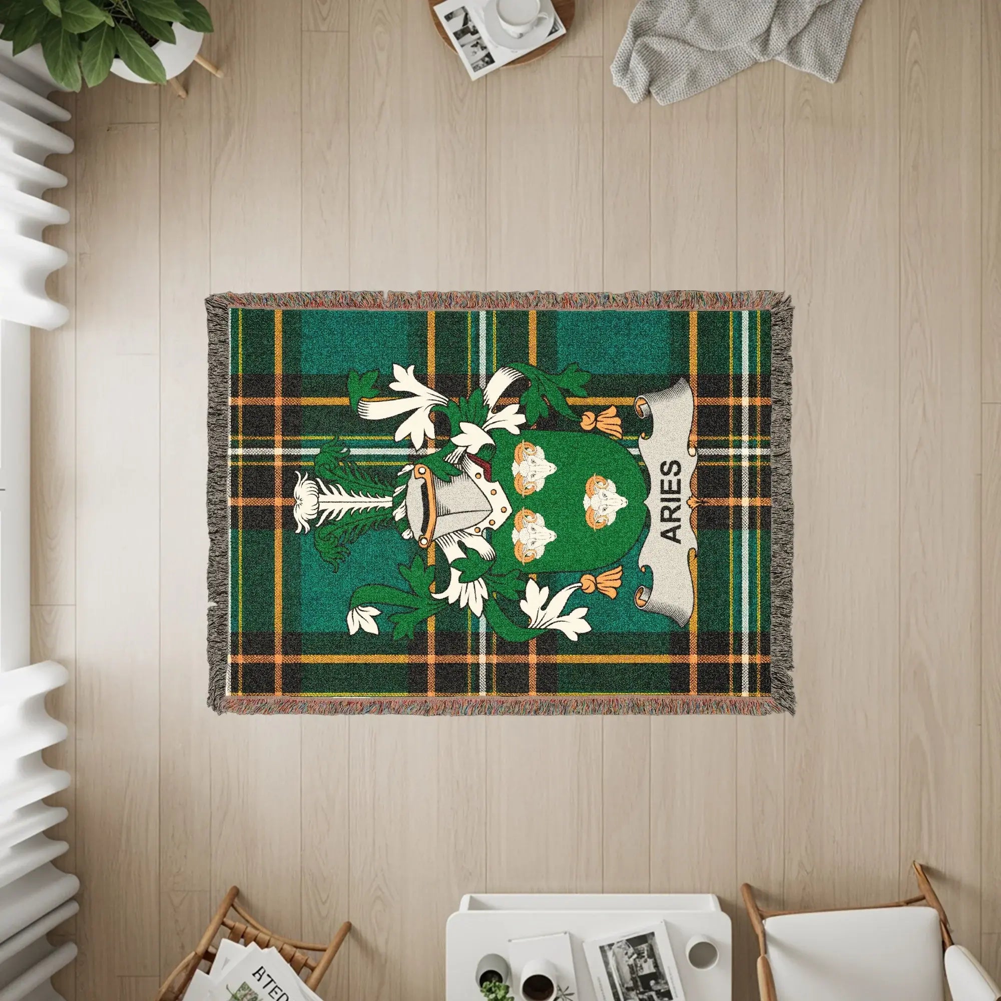 Aries Crest Green Plaid Tartan Fringed product type