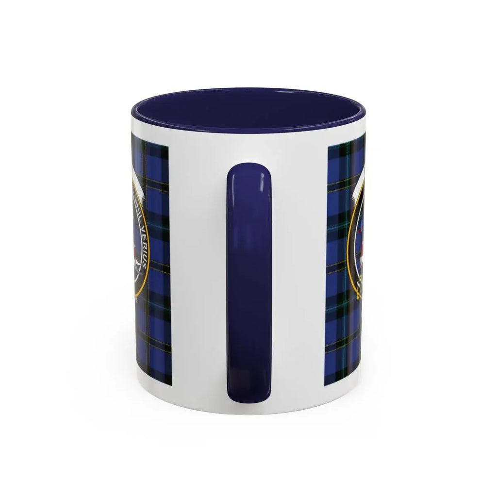 Tartan Pattern Coffee Mug with Navy Handle Cup
