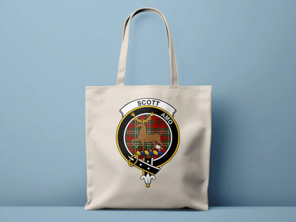 Scott Scottish Clan Crest Tartan Plaid Deer Tote Bags - Celtic Ancestry Gifts