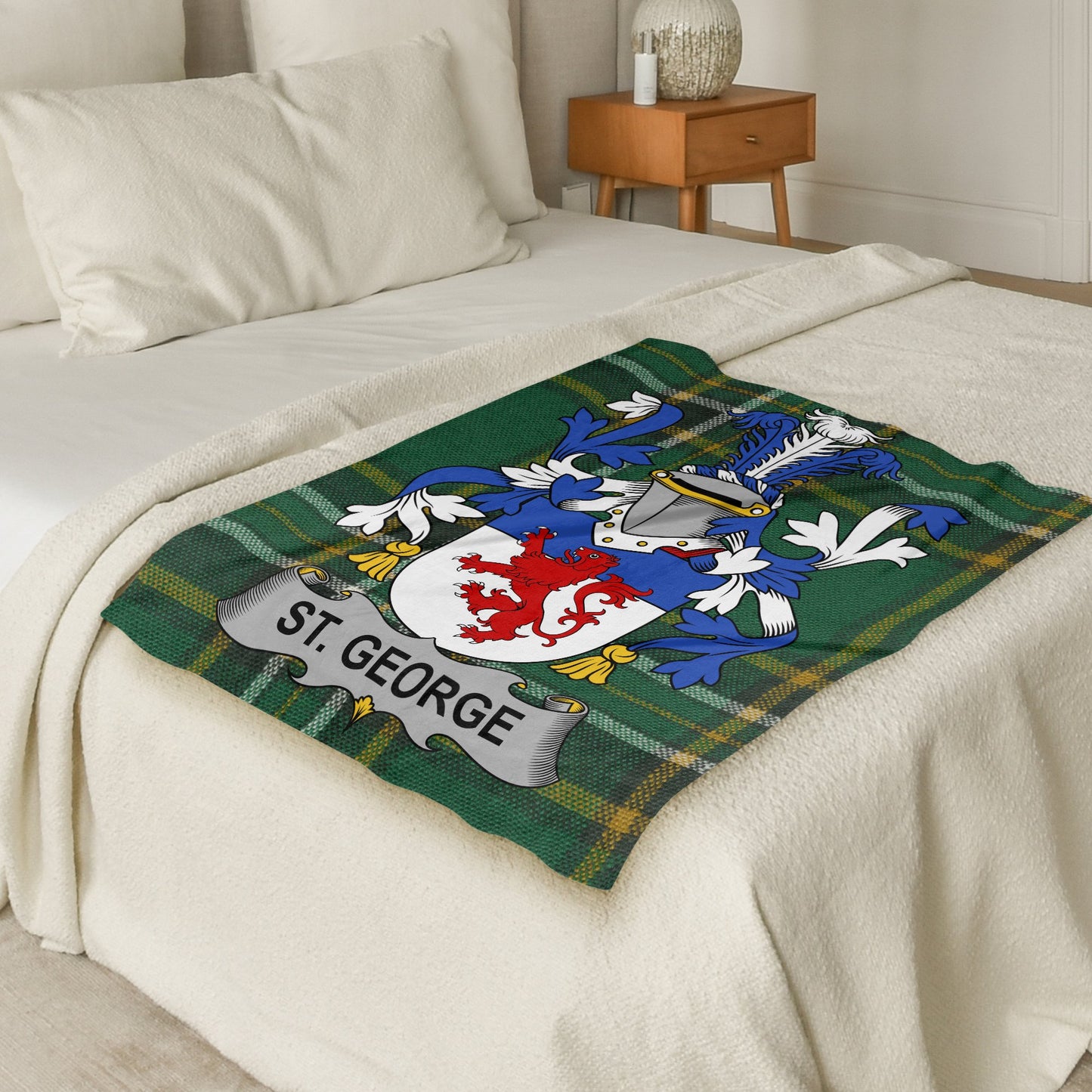 St George Surname Irish Tartan Throw Blanket - Living Stone Gifts