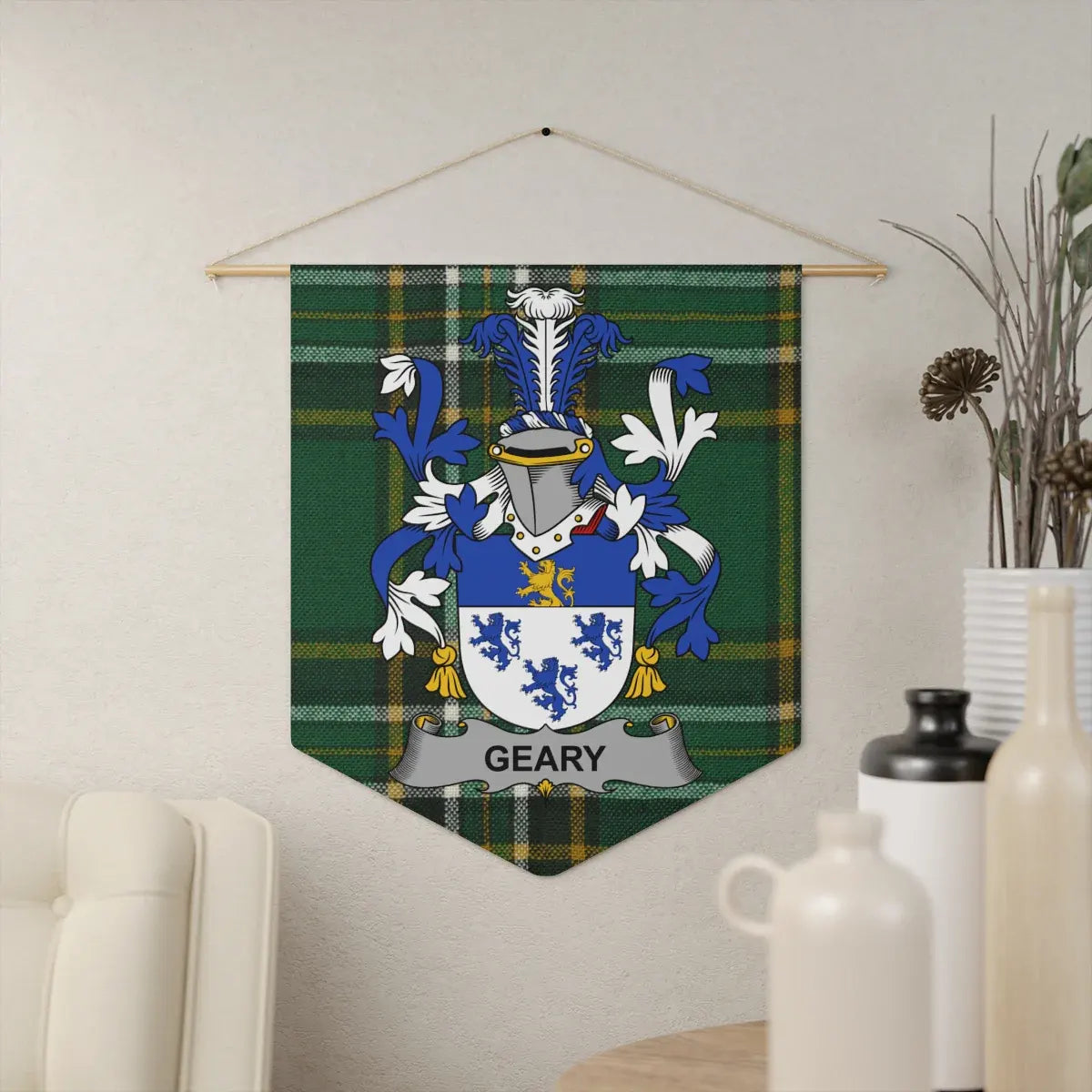 Geary Plaid Coat of Arms Tapestry Wall Hanging product