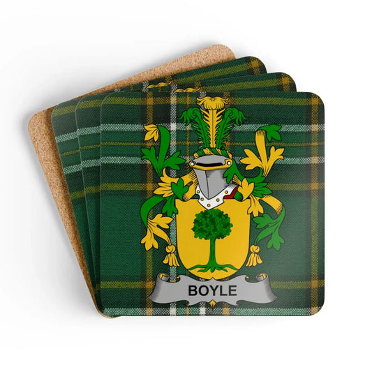 Boyle Family Crest Green Plaid Beverage Coaster product type