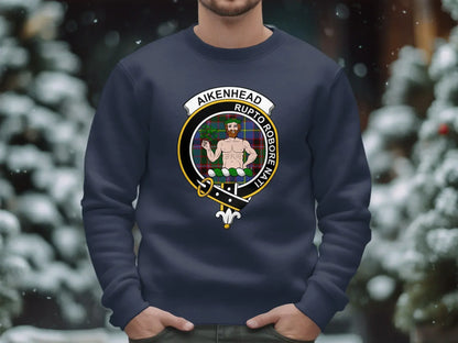 Aikenhead Clan Crest Tartan Printed T-Shirt Sweatshirt - Celtic Ancestry Gifts