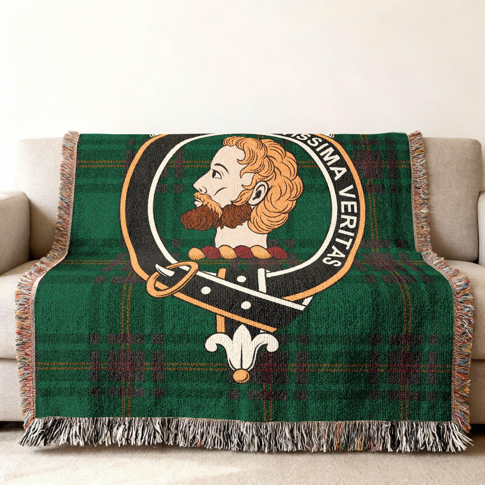Luxurious Green Tartan Veritas Insignia Blanket
