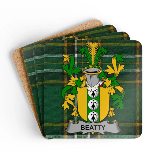 Beatty Family Crest Design Cork Coasters product type