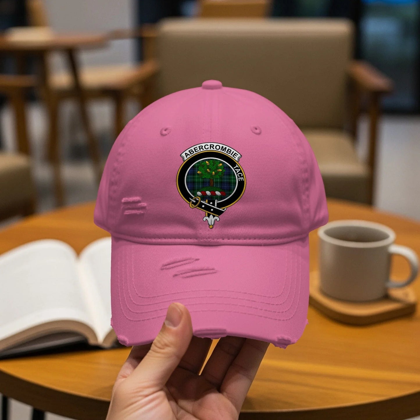 Abercrombie Clan Crest Scottish Tartan Distressed Baseball Cap - Celtic Ancestry Gifts