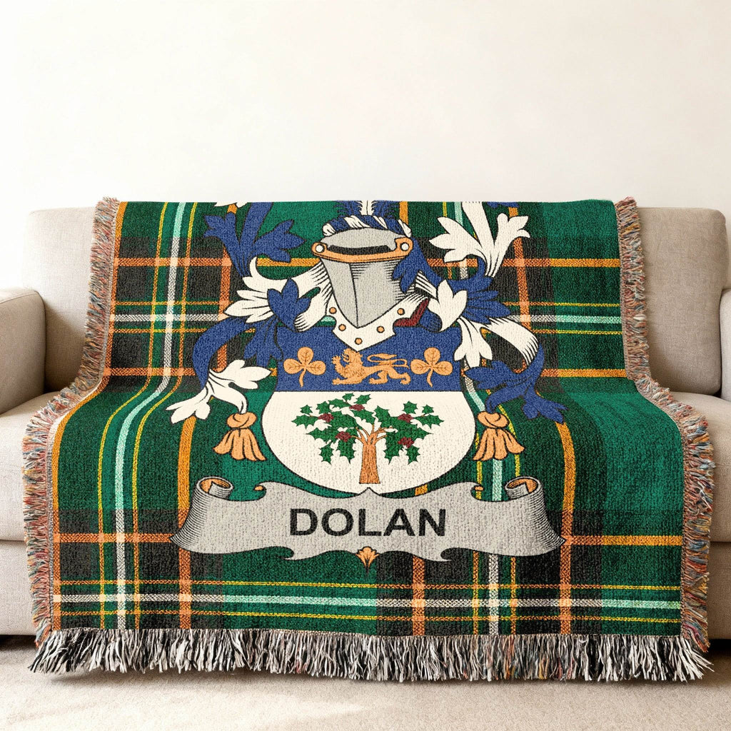 Dolan Crest Green Tartan Plaid Throw Blanket product type