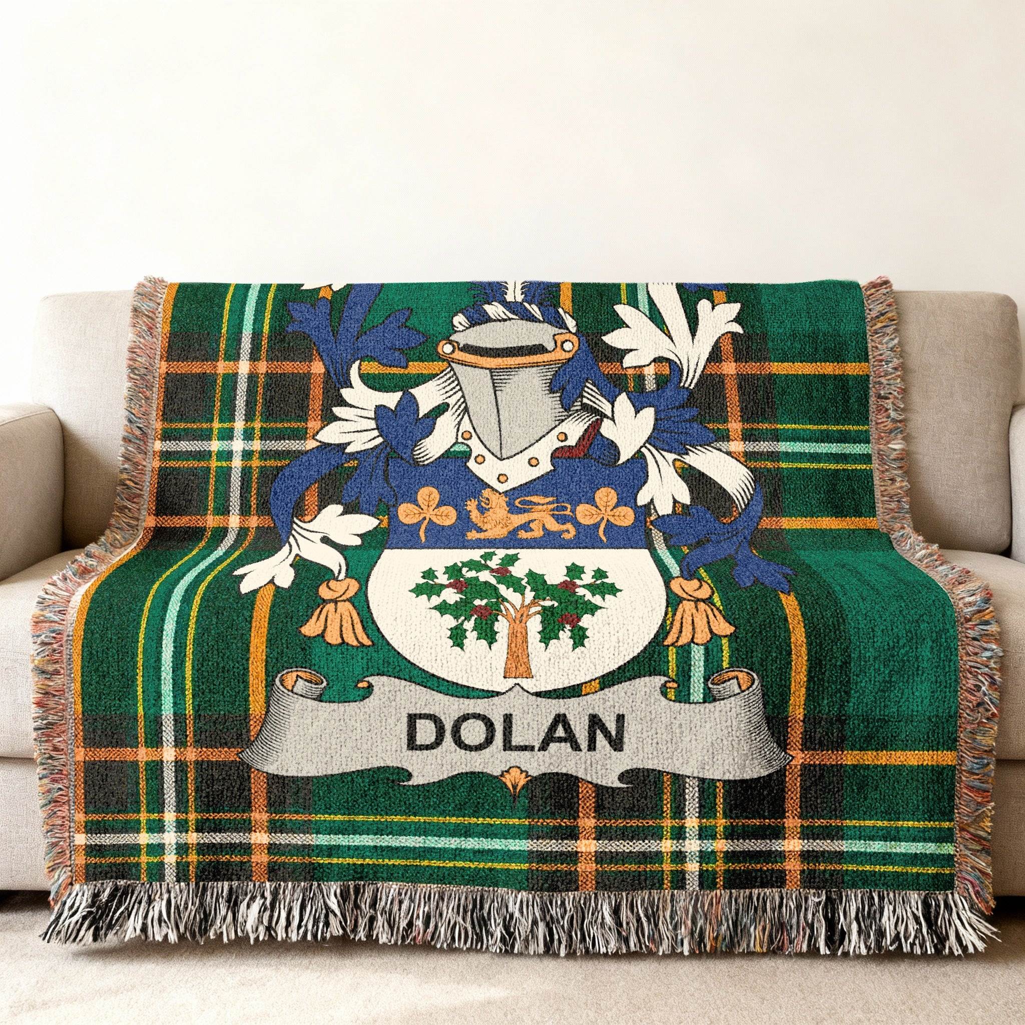 Dolan Crest Green Tartan Plaid Throw Blanket product type