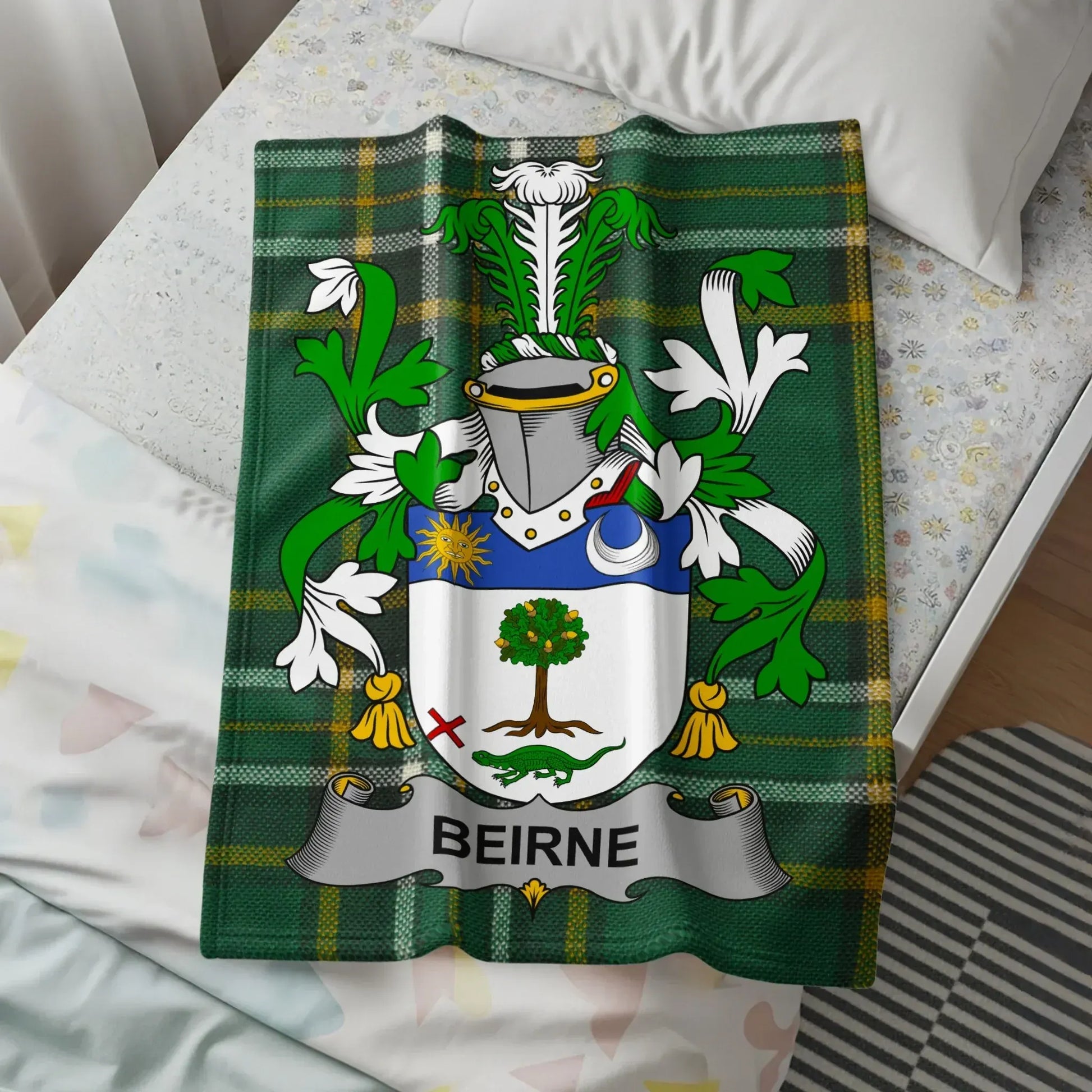 Beirne Tartain Crest Design Fleece Blanket product type