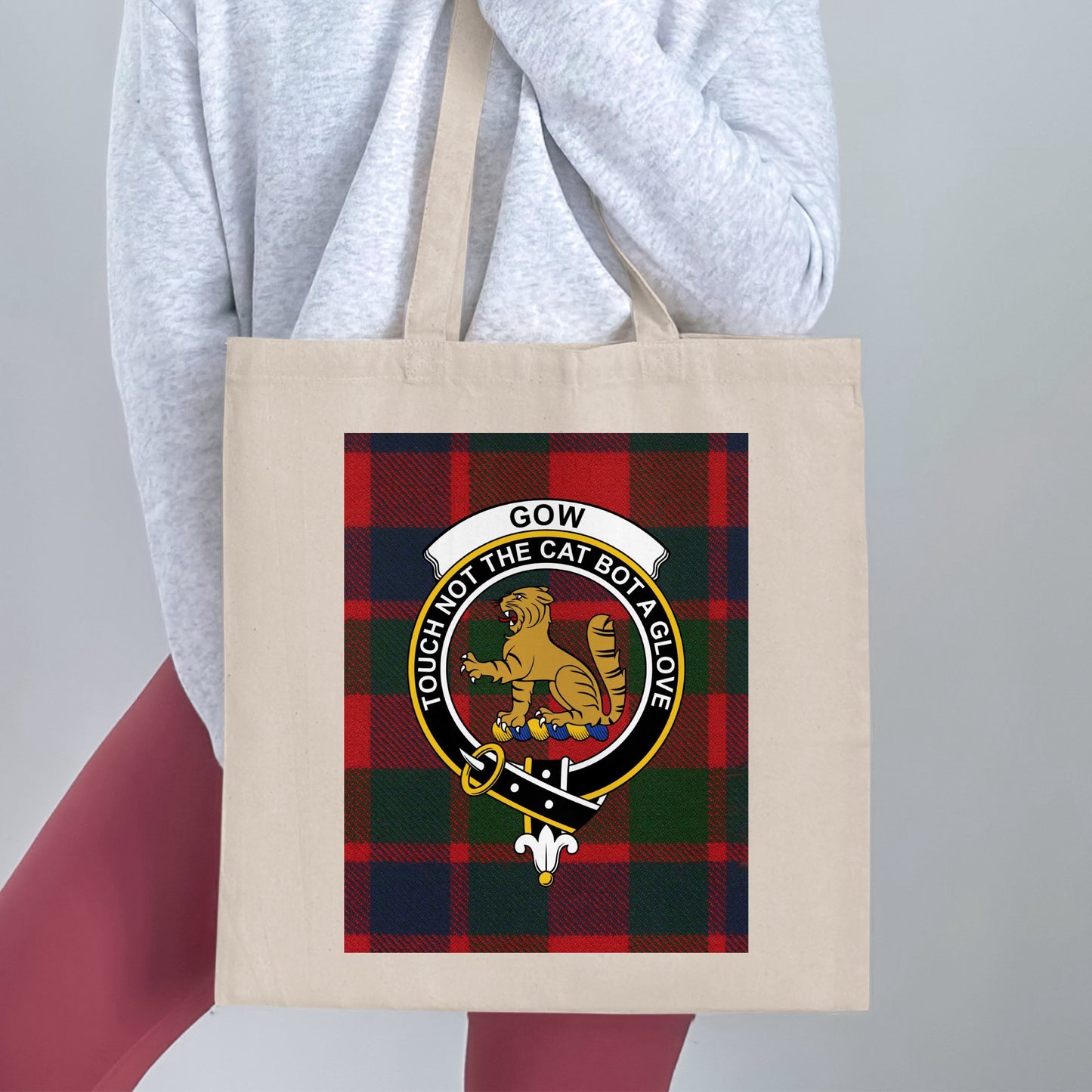 Gow Clan Scottish Tartan Crest Tote Bag - Living Stone Gifts