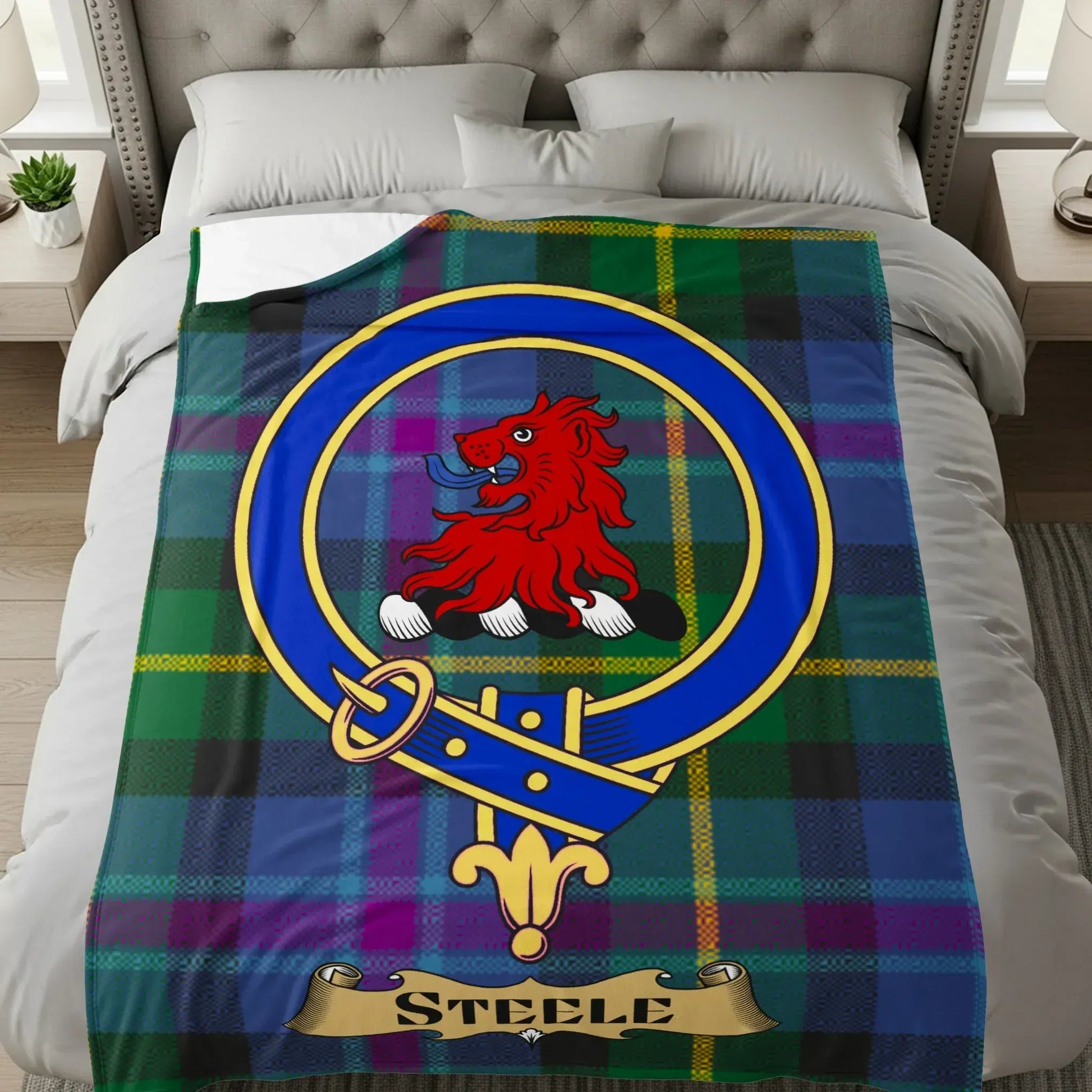 Steele Family Tartan Crest Design Blanket product