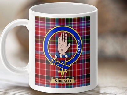 Sibbald Clan Justitia Crest Plaid Design Mug product