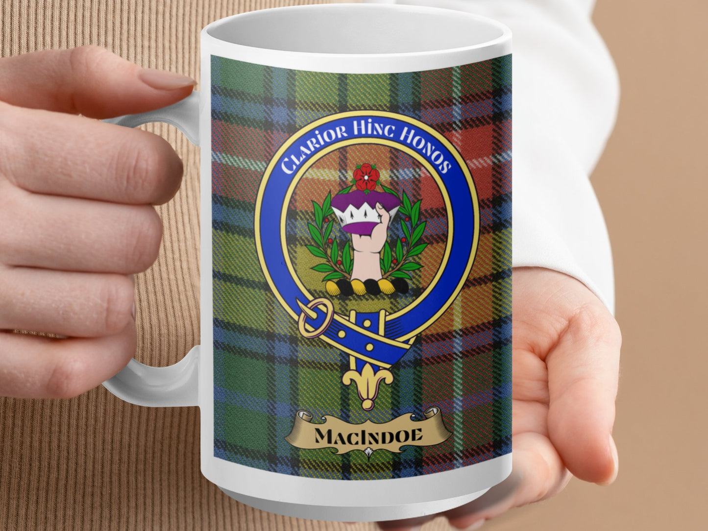 Clan Macindoe Crest Badge Tartan Clan Macindoe Mug - Living Stone Gifts