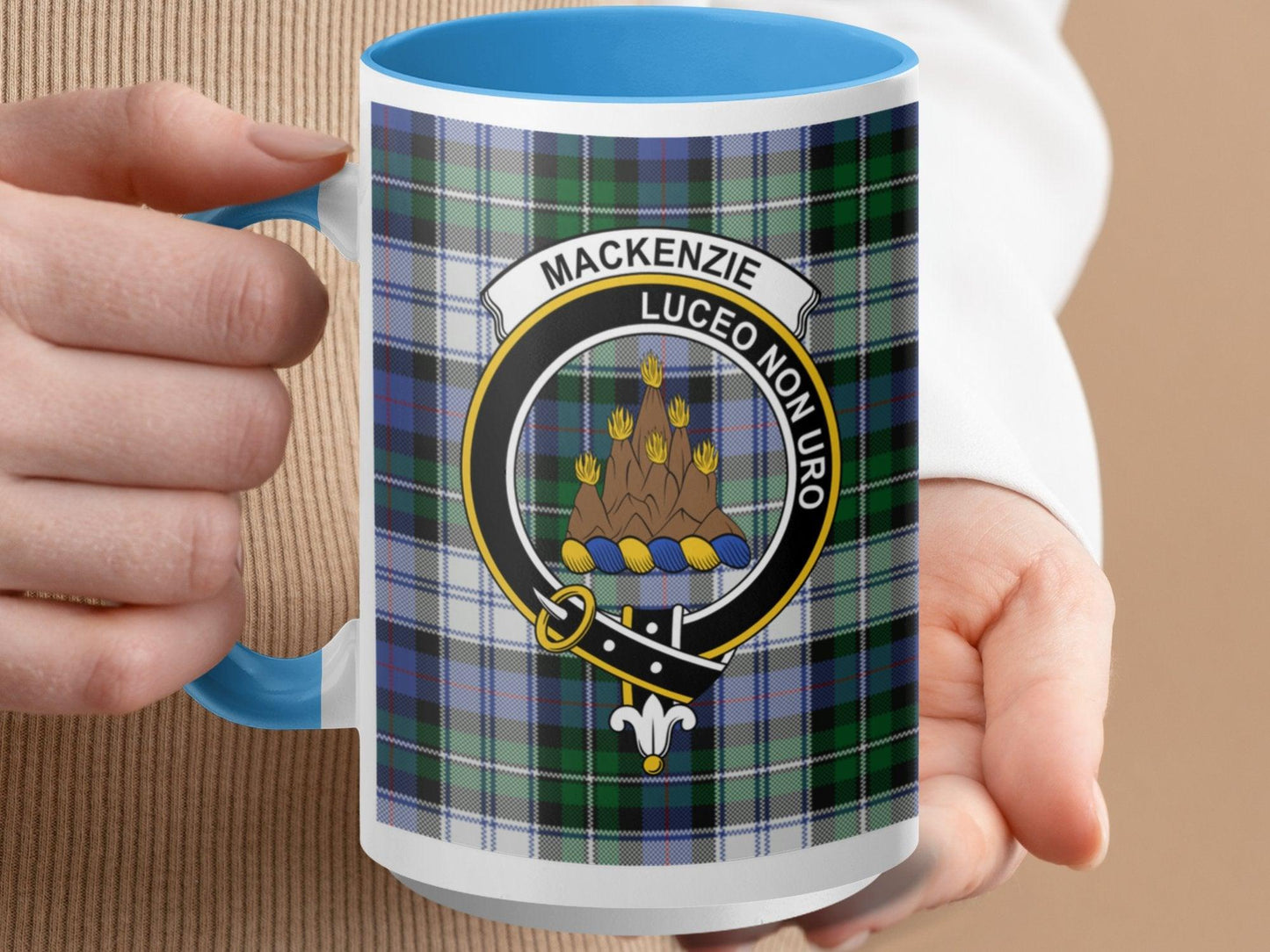 Elegant Mackenzie Crest Clan Tartan Plaid Design Mug - Living Stone Gifts