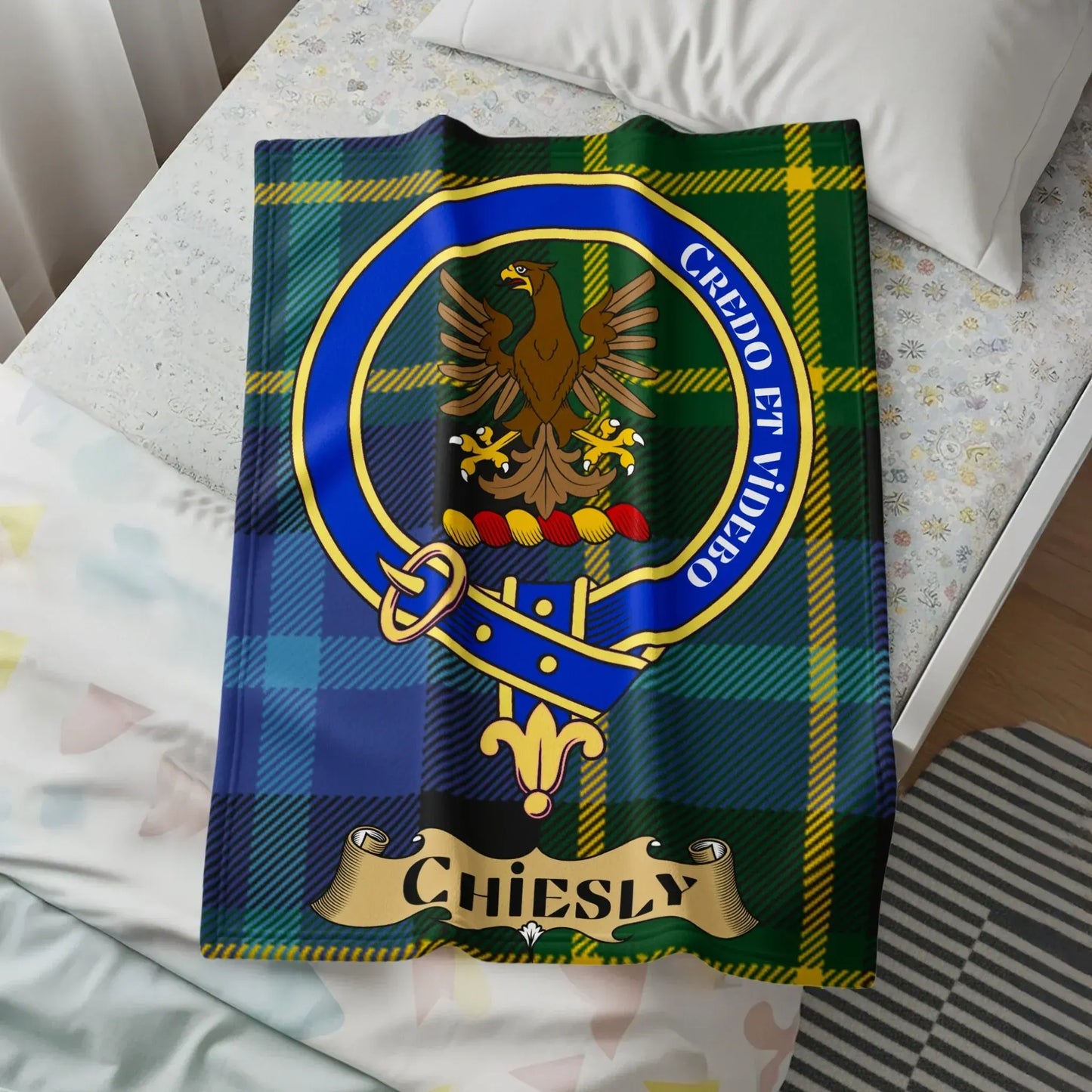 Tartan Blanket with Family Crest Bedspread product