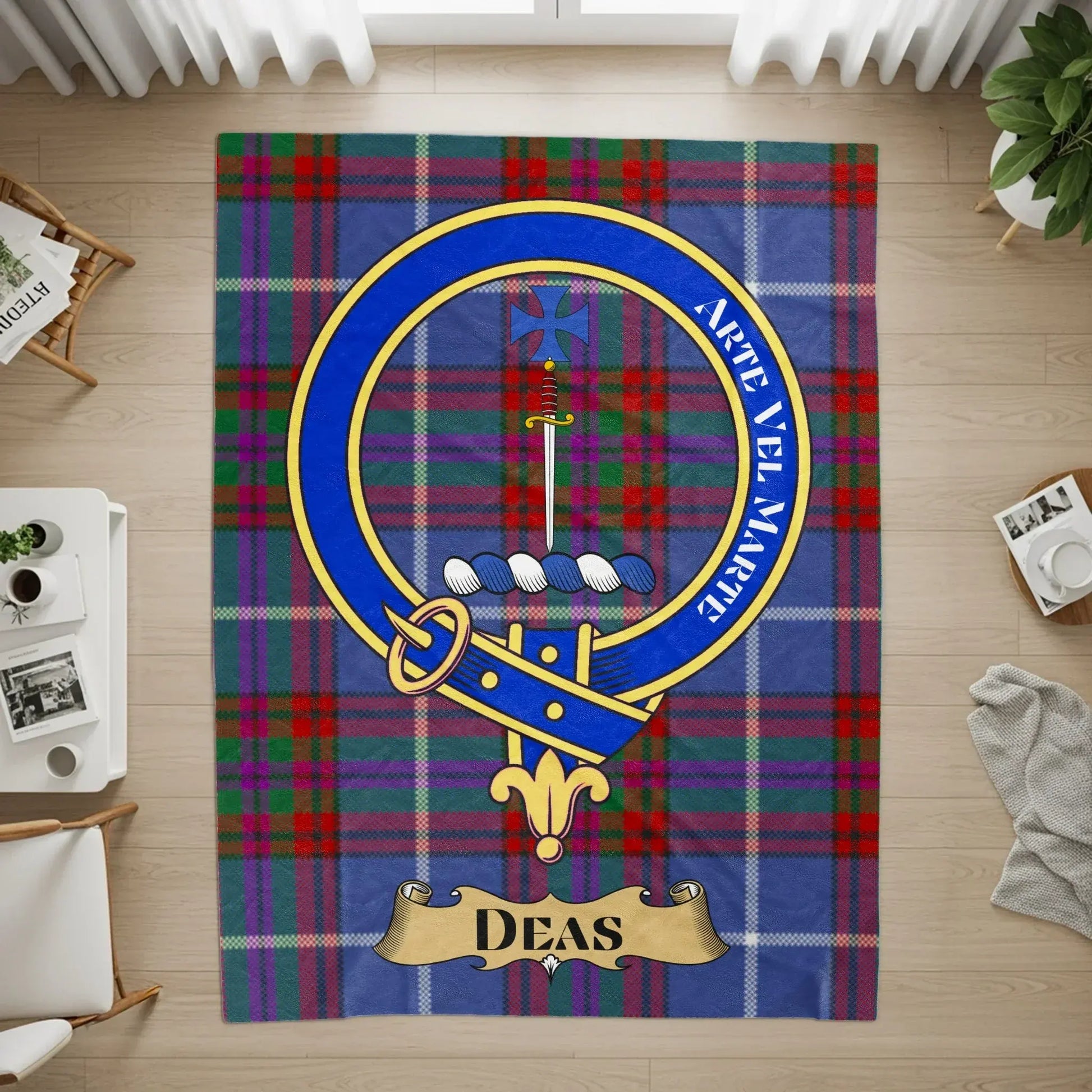 Deas Tartan Blue and Green Plaid Printed Rug product